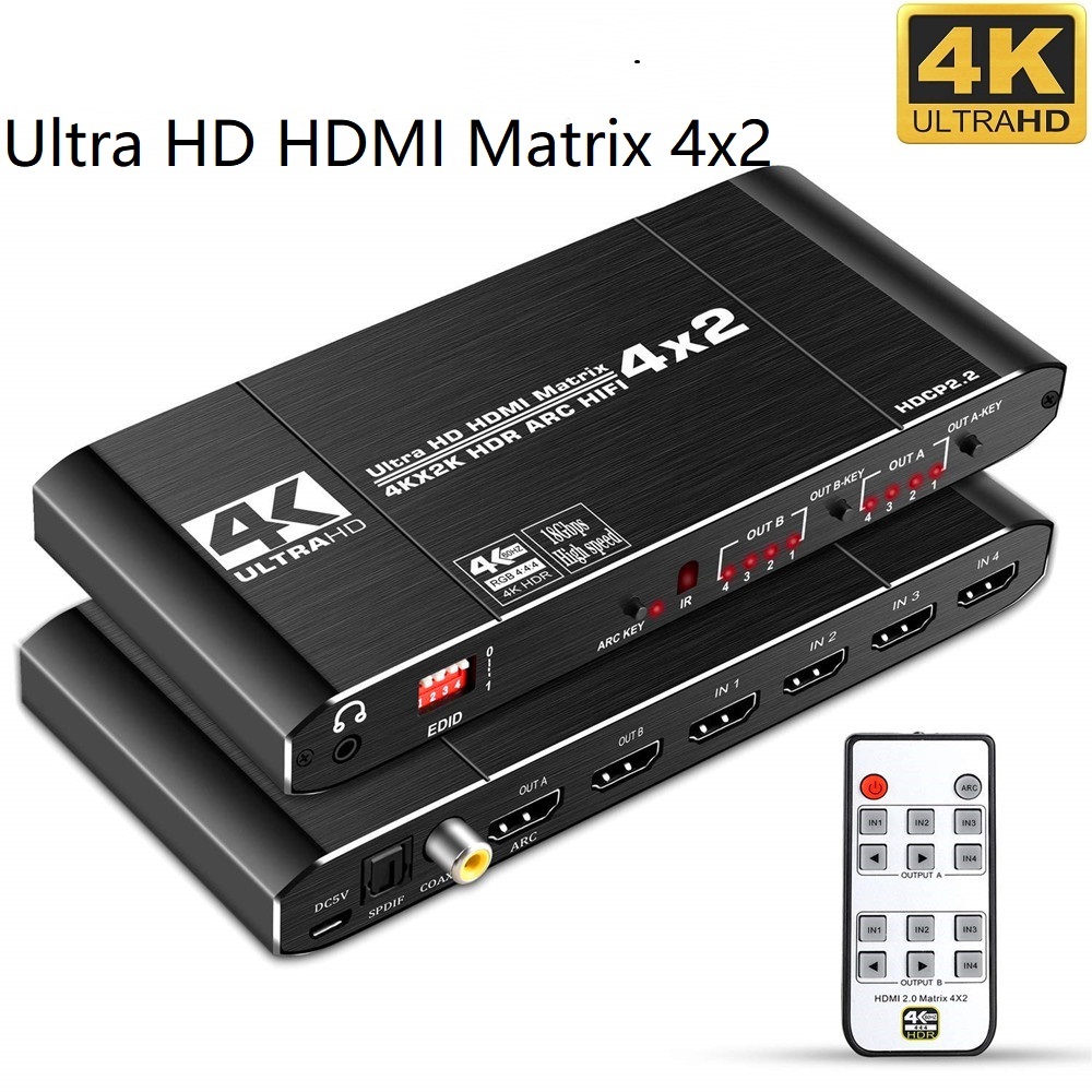 Hdmi Matrix Switch - Hdmi-kompatibler 2,0 matrix schalter splitter 4x2