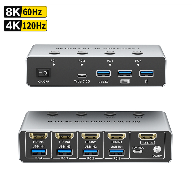 Hdmi Matrix Switch - 8K@60Hz HDMI KVM Switch 4 Computer