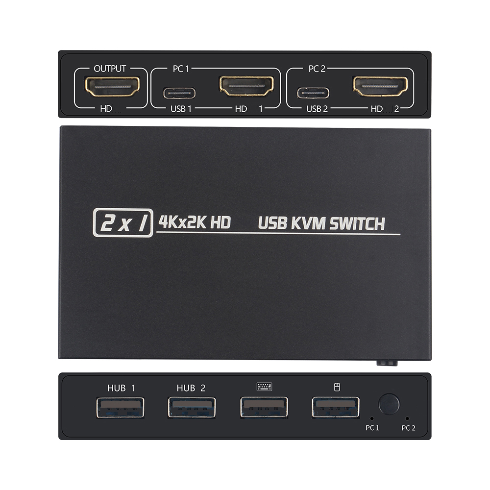 Hdmi Matrix Switch - HDMI-kompatibel KVM Switch Box 2 In