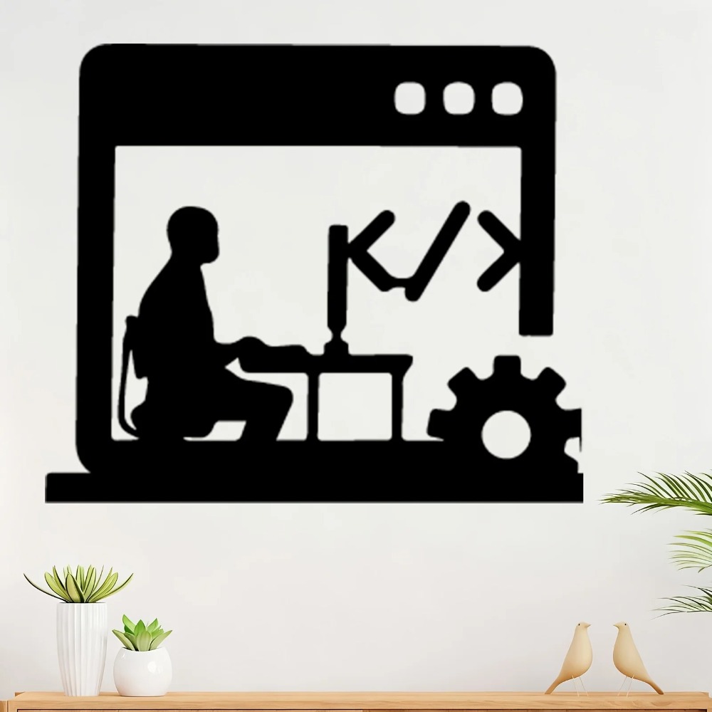 Tech Office Wall Decor - Moderne Code-Master Metall-Wandkunst mit Programmierer-Silhouette Büro-Wanddekoration