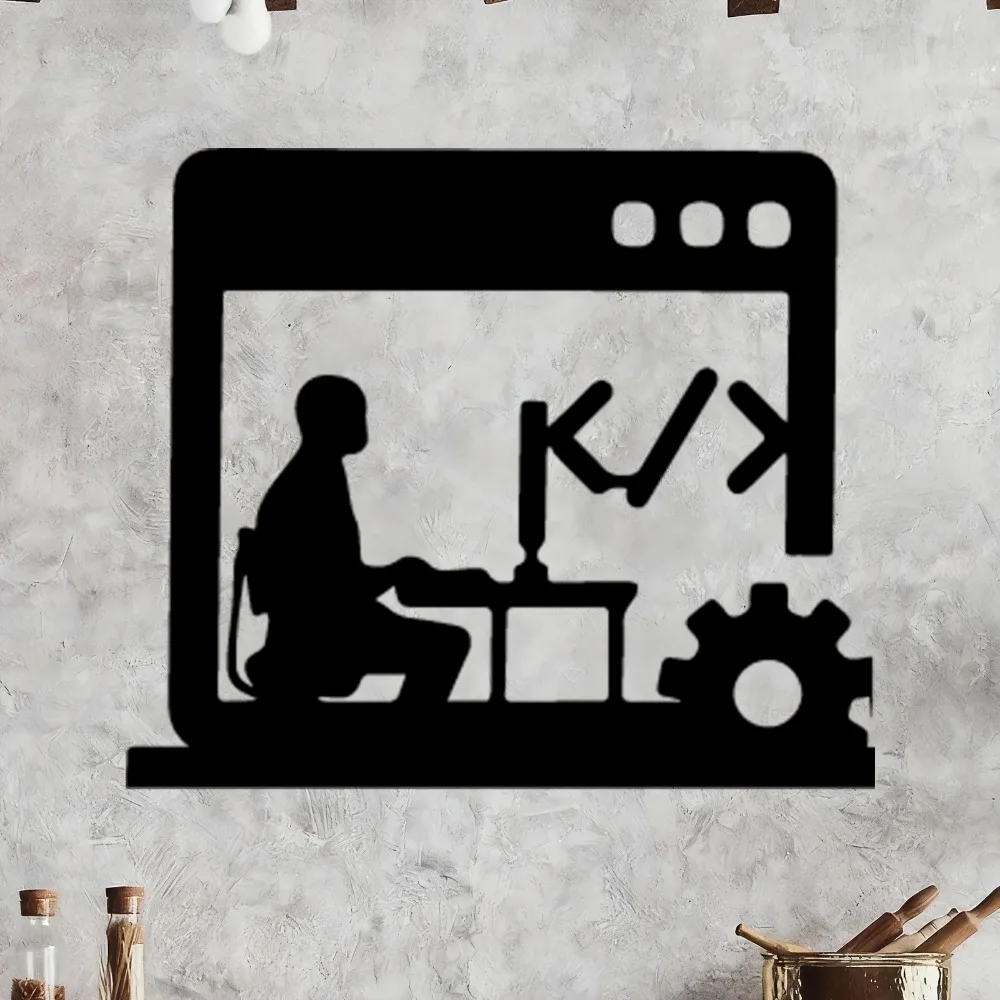 Tech Office Wall Decor - CIFBUY Metall-Wandkunst Programmierer-Geschenk Tech-Bürodekoration Software-Entwickler Silhouette-Dekoration