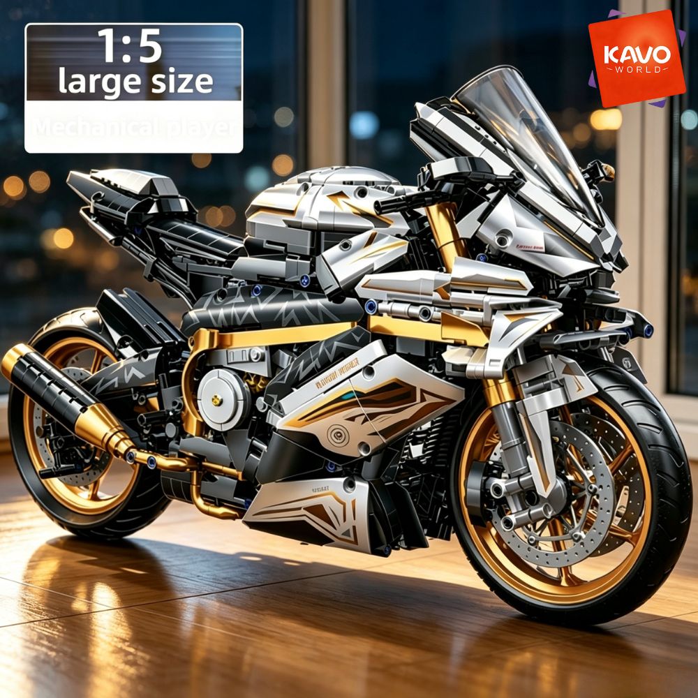 Tech Office Building - KAVOWORLD 1:5 Großmaßstab Sportmotorrad-Baustein-Set 2078 Teile
