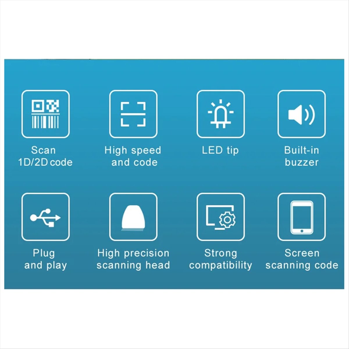 Barcode Scanner 2D - Kompatibler Universeller 1D/2D USB-Kabel-Barcode-Scanner Handgehaltener QR-Code-Leser