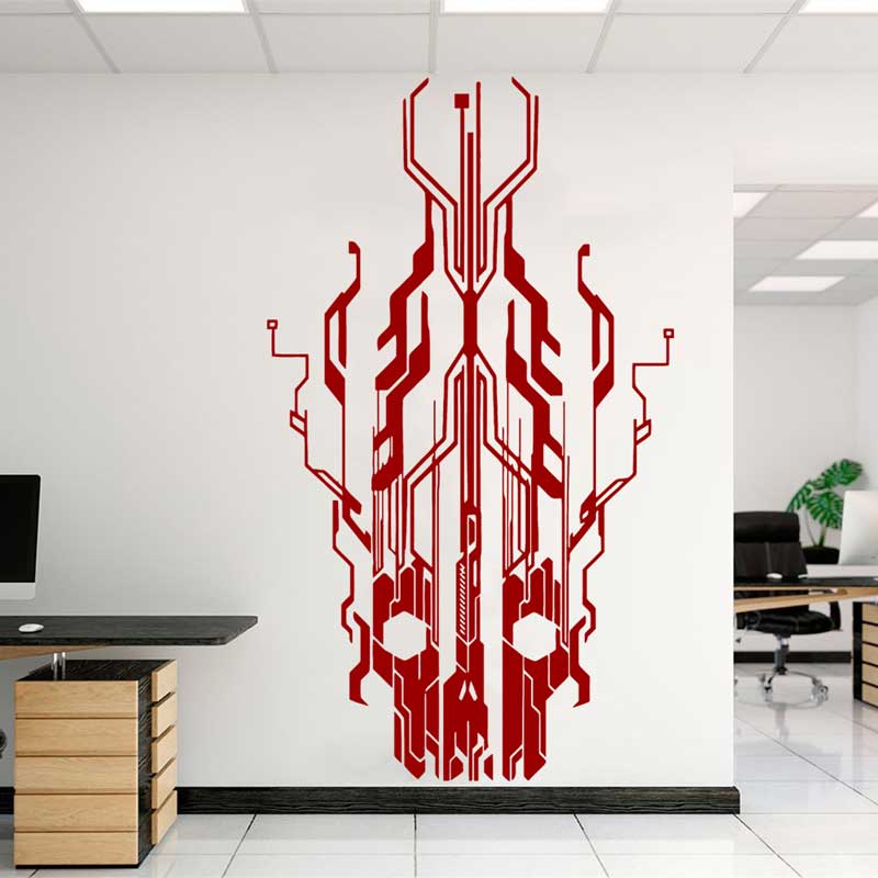 Chip Circuit Tech Skull Vinyl- – Tech Office Wall Decor Bewertung und Preis