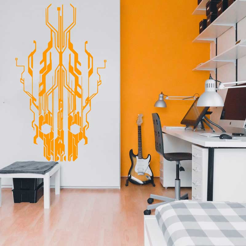 Chip Circuit Tech Skull Vinyl- – Tech Office Wall Decor Bewertung und Preis