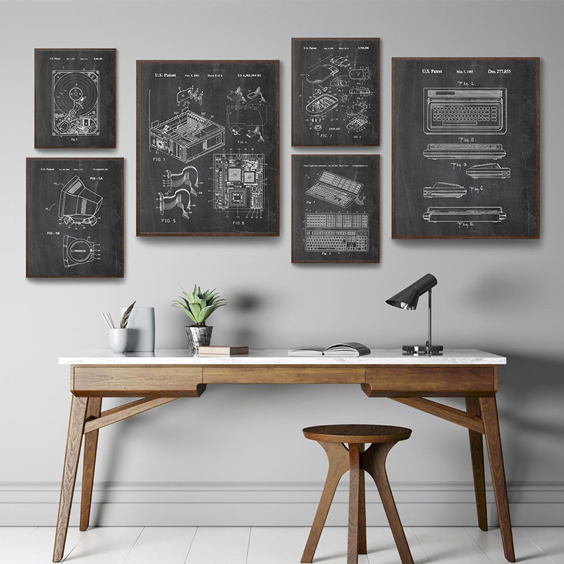 6-teiliges Vintage-Computer-Pa – Tech Office Wall Decor Bewertung und Preis