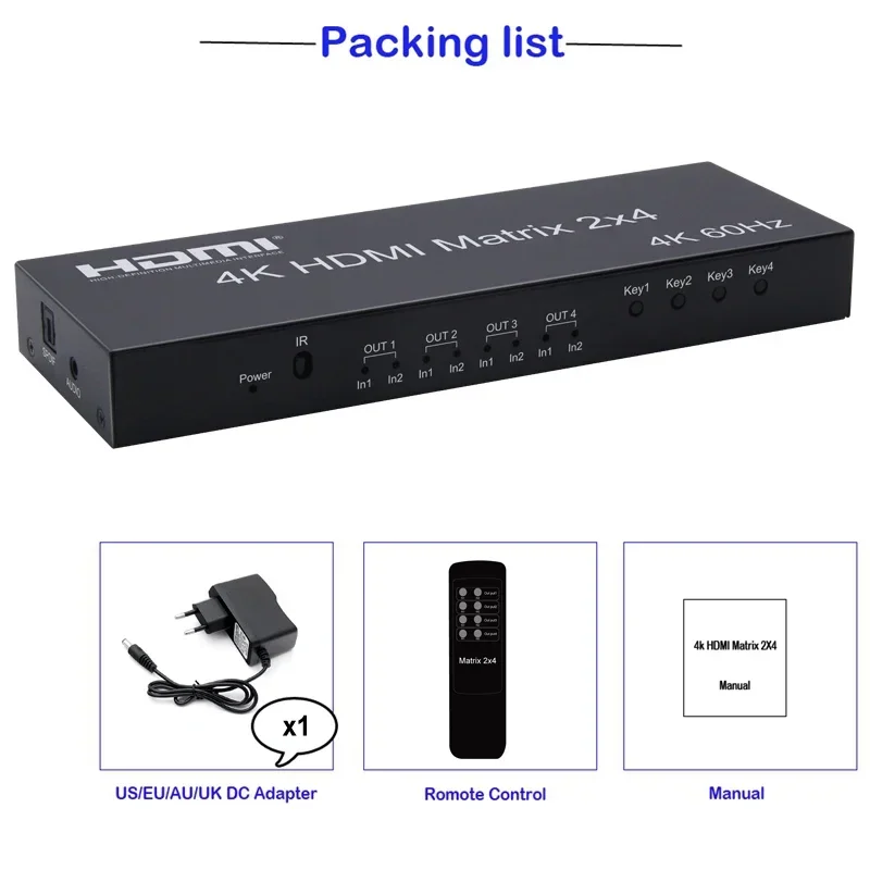 4K 60Hz 2x4 HDMI Matrix 2 in 4 – Hdmi Matrix Switch Bewertung und Preis